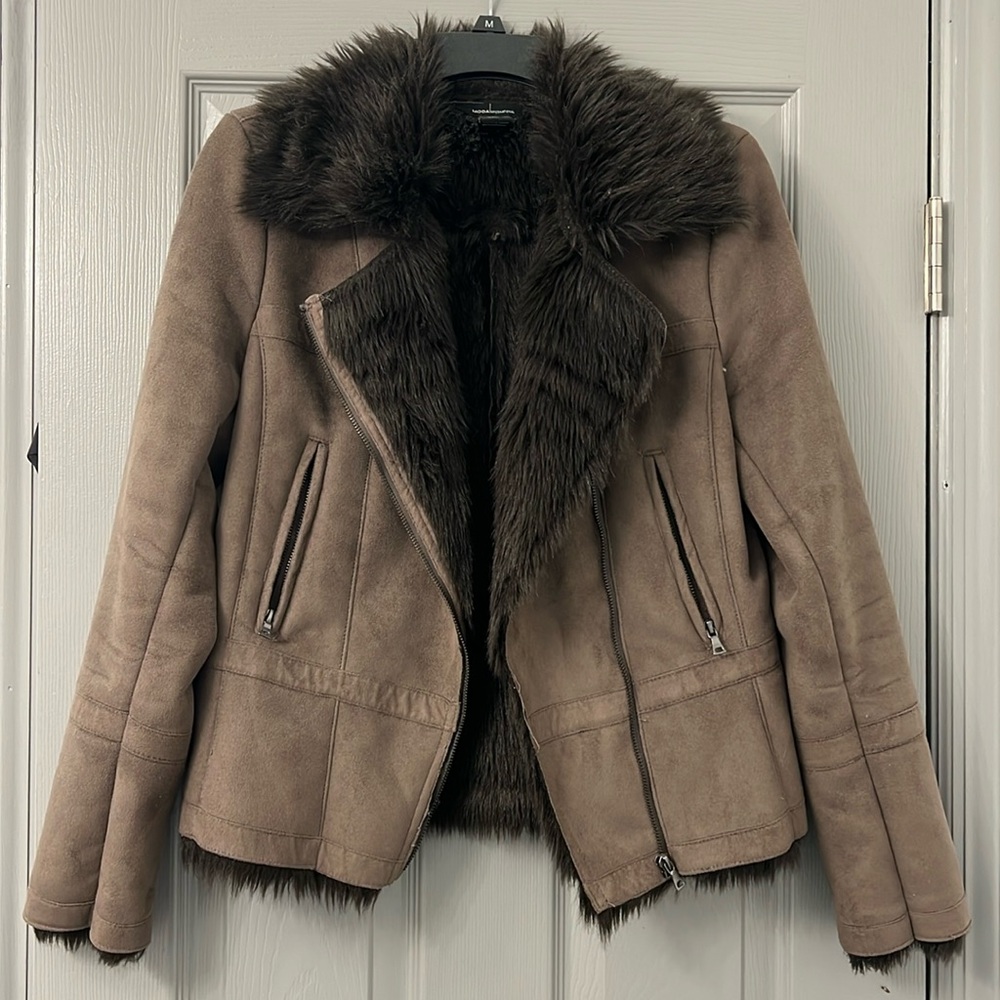 Victoria’s Secret Moda International Women Faux Suede Faux Fur Jacket Coat Sz S